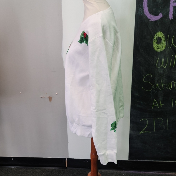 Christmas Poinsettias and Holly Berries Sweatshirt - Picture 4 of 6